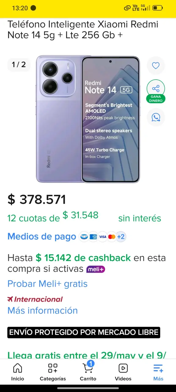 Teléfono Xiaomi Redmi Note 14 5G - 1