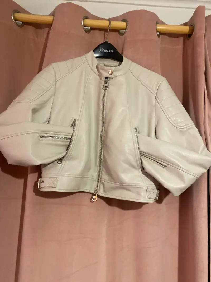 Chaqueta de cuero beige - 1