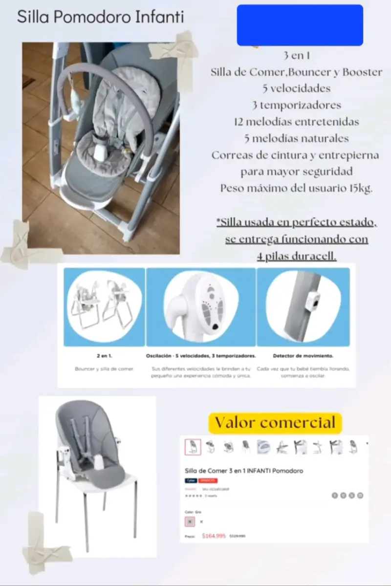 Silla 3 en 1 Infanti Pomodoro