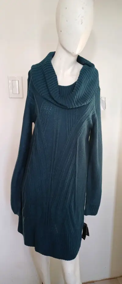 Vestido suéter azul oscuro - miniatura 2
