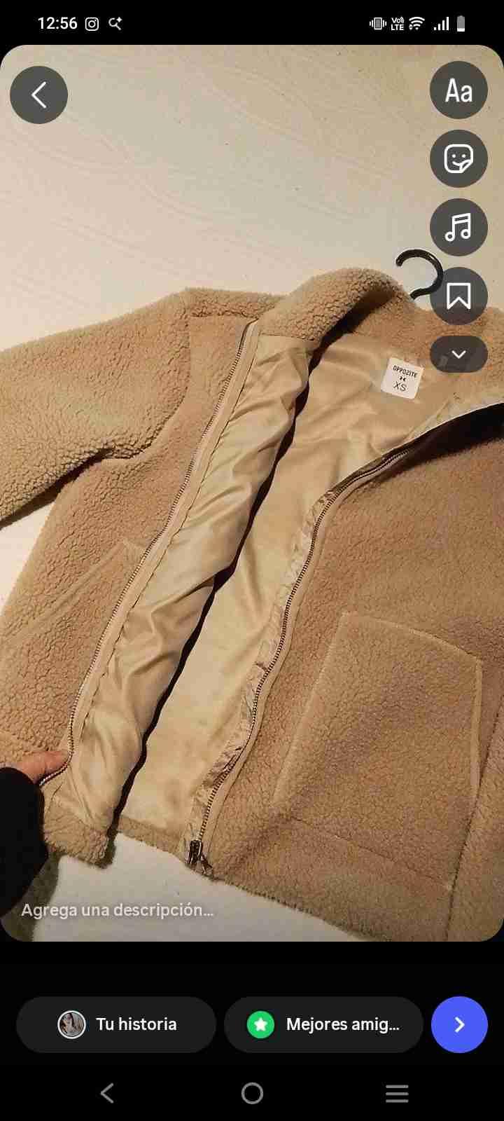 Chaqueta beige con cremallera - 2