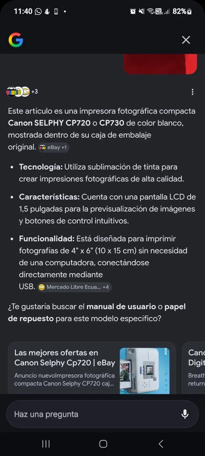 Impresora fotográfica Canon Selphy - 3