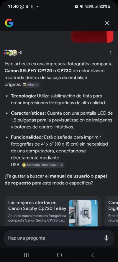 Impresora fotográfica Canon Selphy - miniatura 3