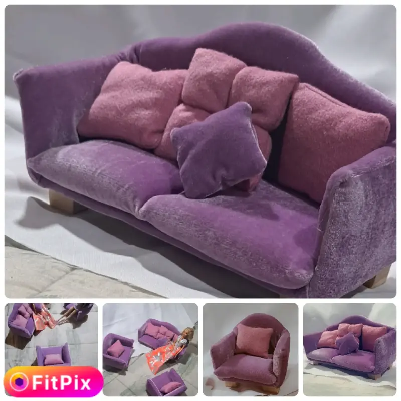 Set de muebles miniatura morado - 5
