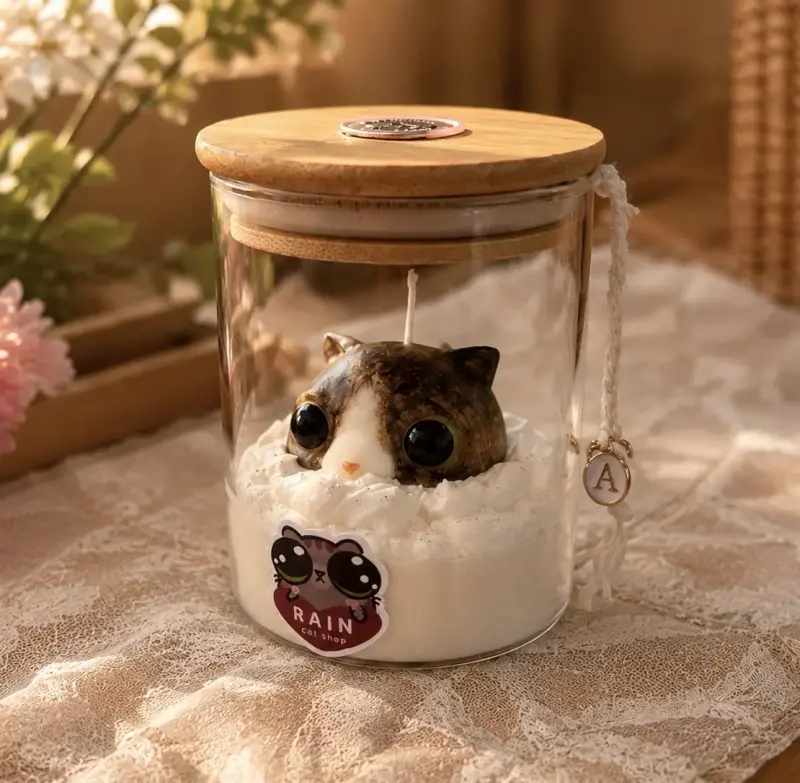 Vela de soja de gato personalizado con dijes - 2