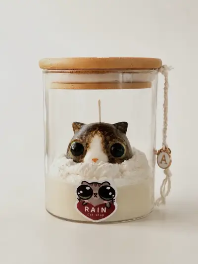 Vela de soja de gato personalizado con dijes - miniatura 3