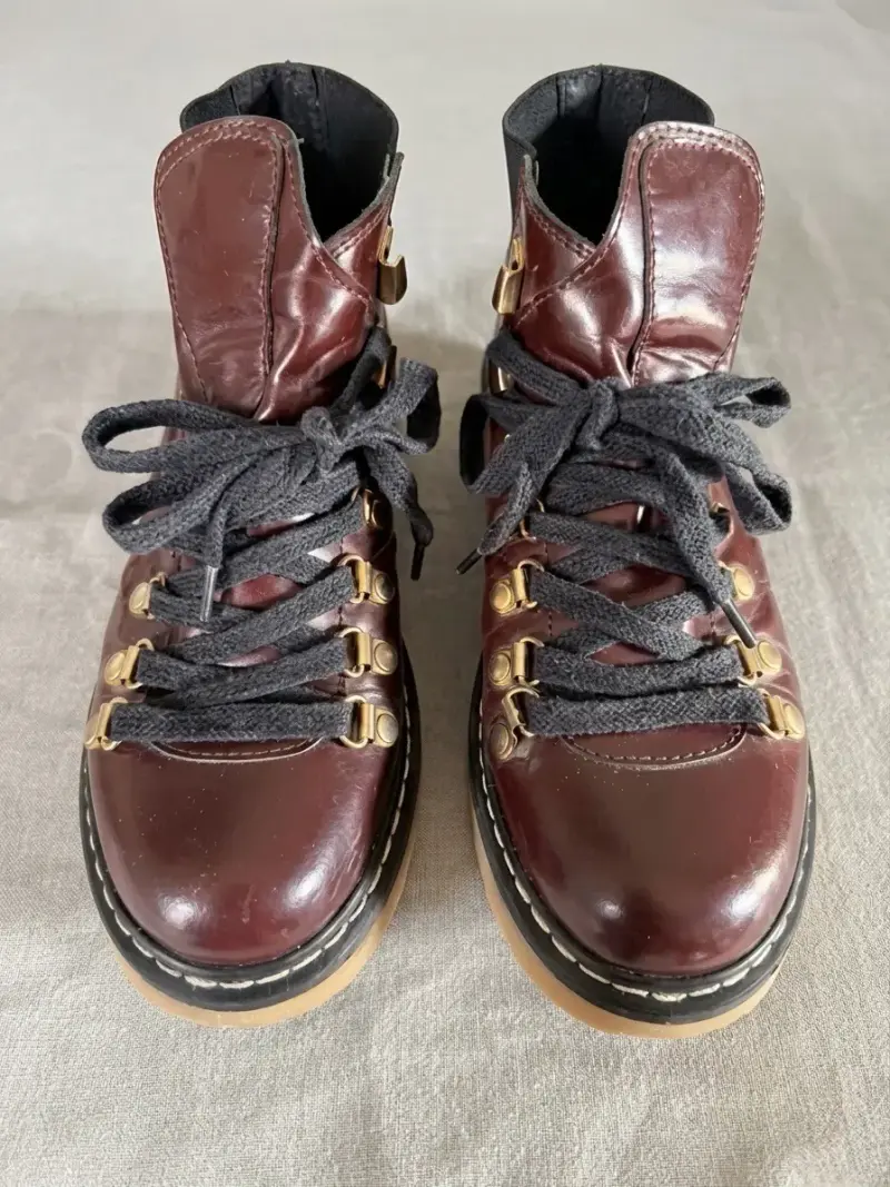 Botines Prüne de cuero color Bordo - 1