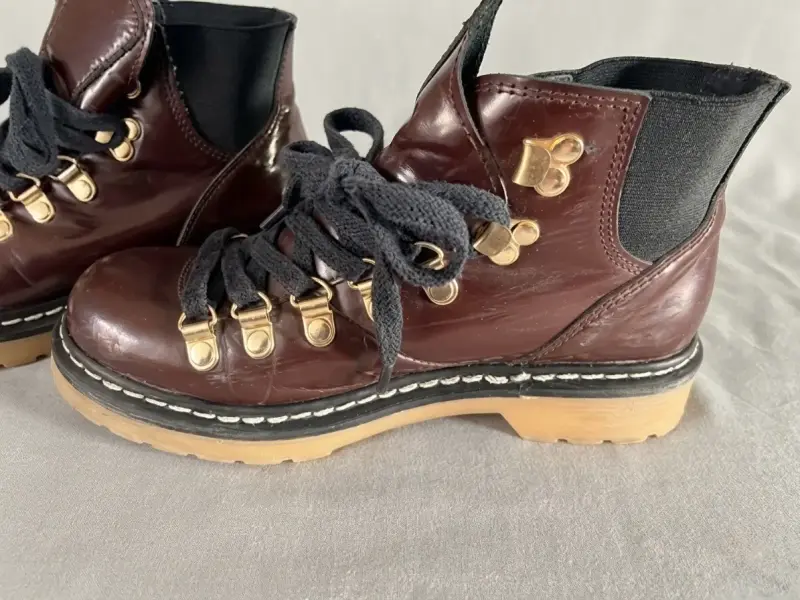 Botines Prüne de cuero color Bordo - 4