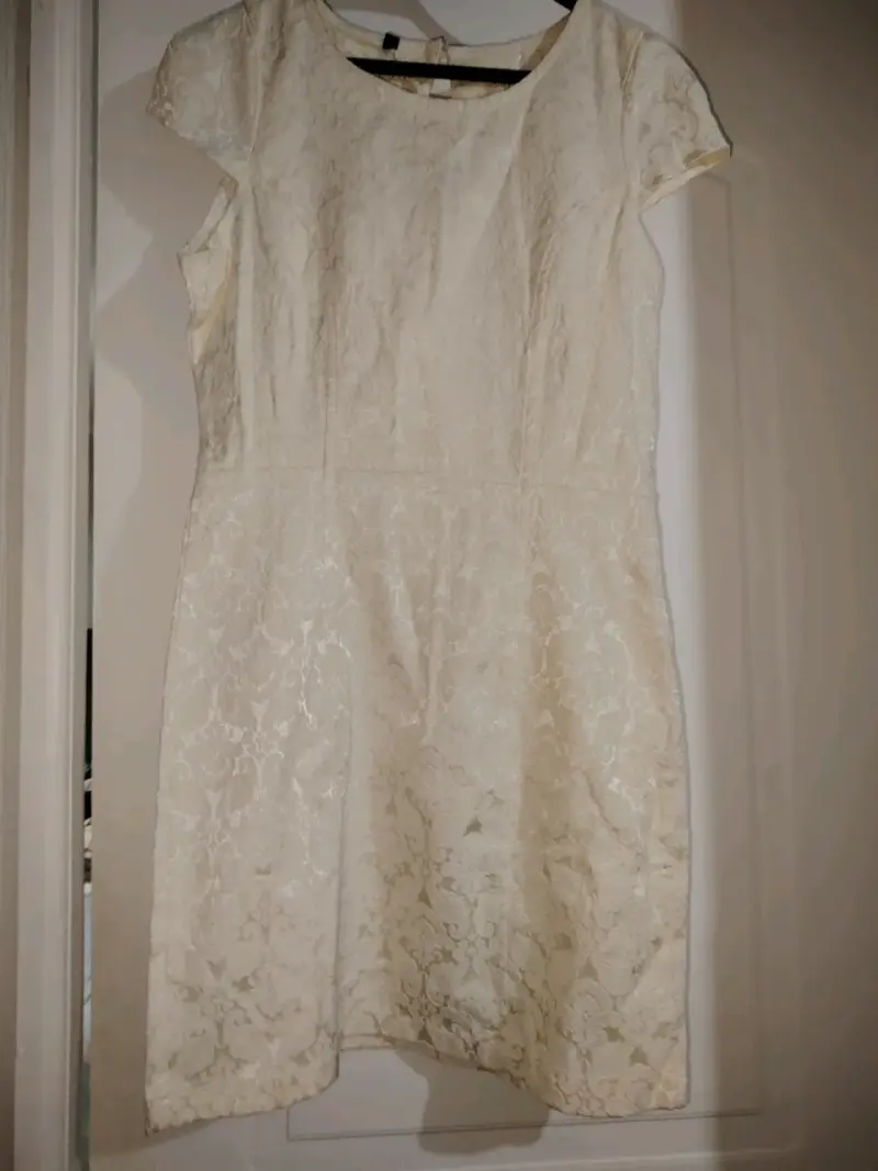 Vestido encaje crema elegante - 3