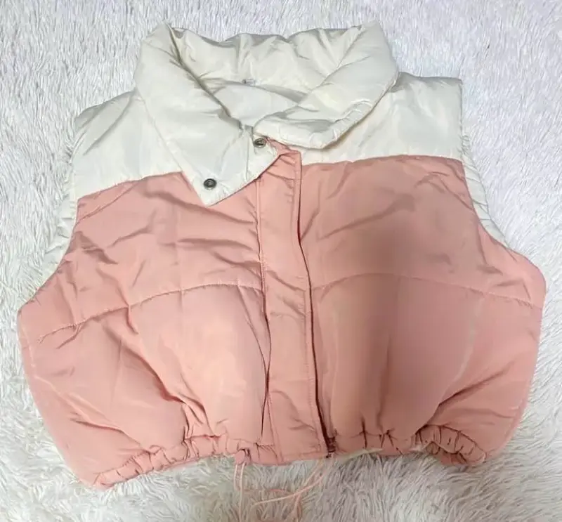 Chaleco acolchado rosado y blanco - 1