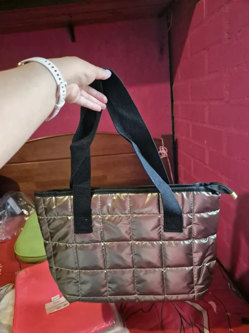 Bolso acolchado gris metálico - 1