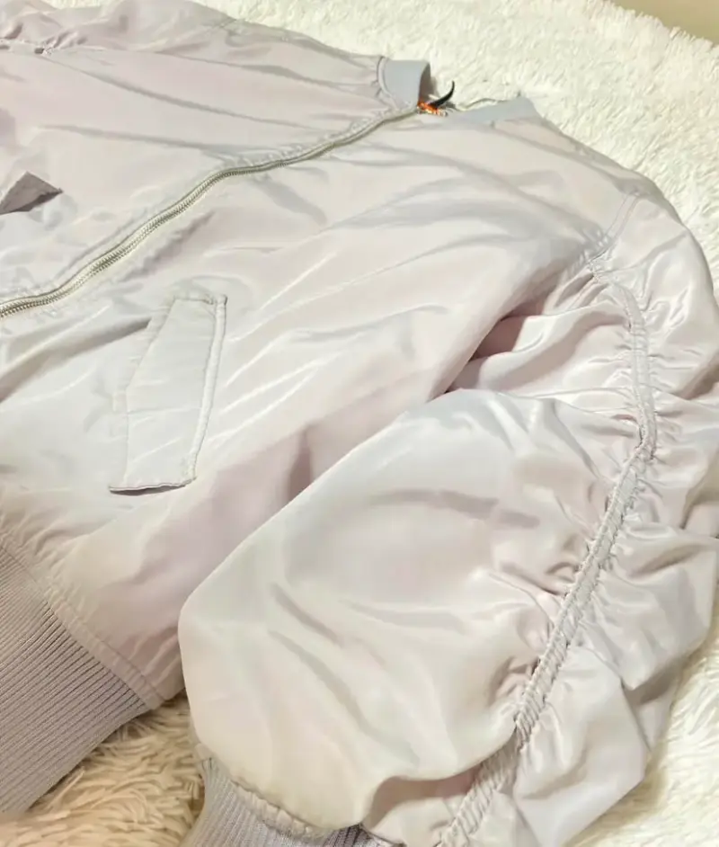 Chaqueta bomber satinada blanca - 1