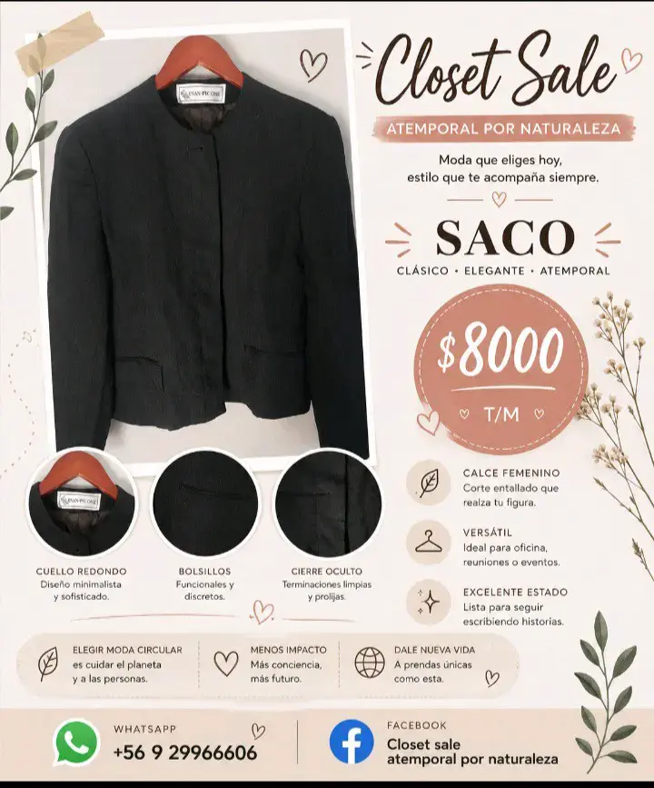 Saco negro elegante mujer
