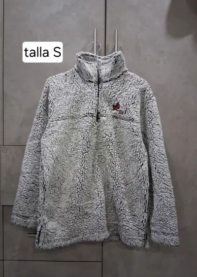 Polerón peludo gris con cierre - miniatura 1