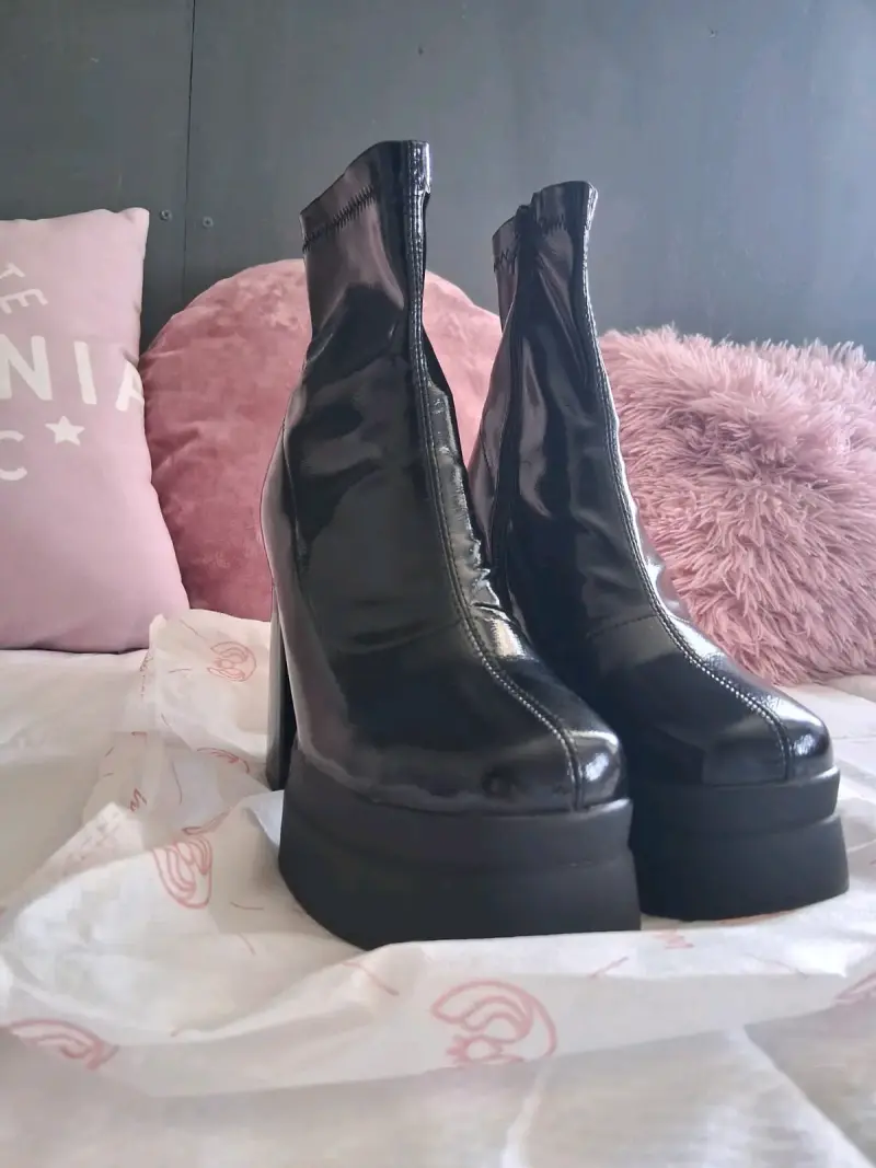 Botines de charol negros con plataforma talla 37 - 2
