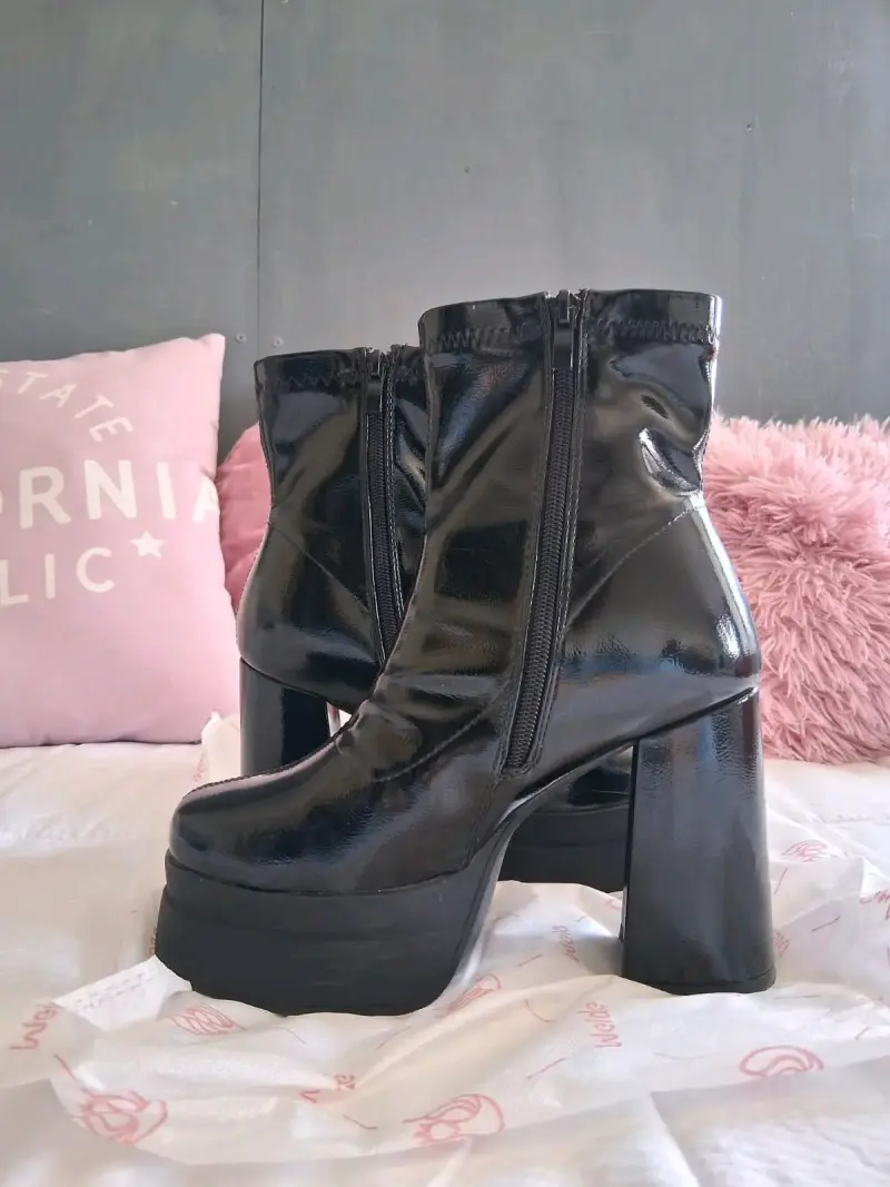 Botines de charol negros con plataforma talla 37 - 4