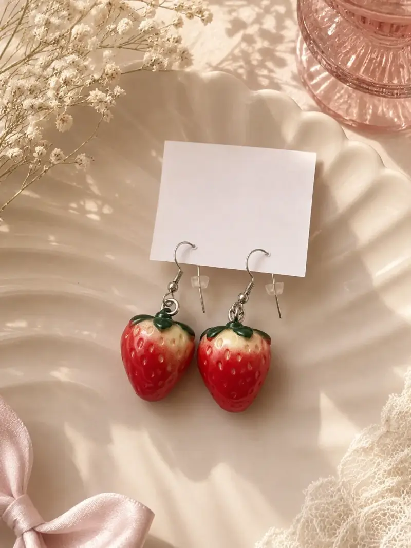 Aros colgantes de frutilla