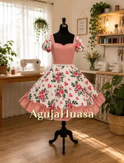 Vestido de flores rosado - miniatura 1