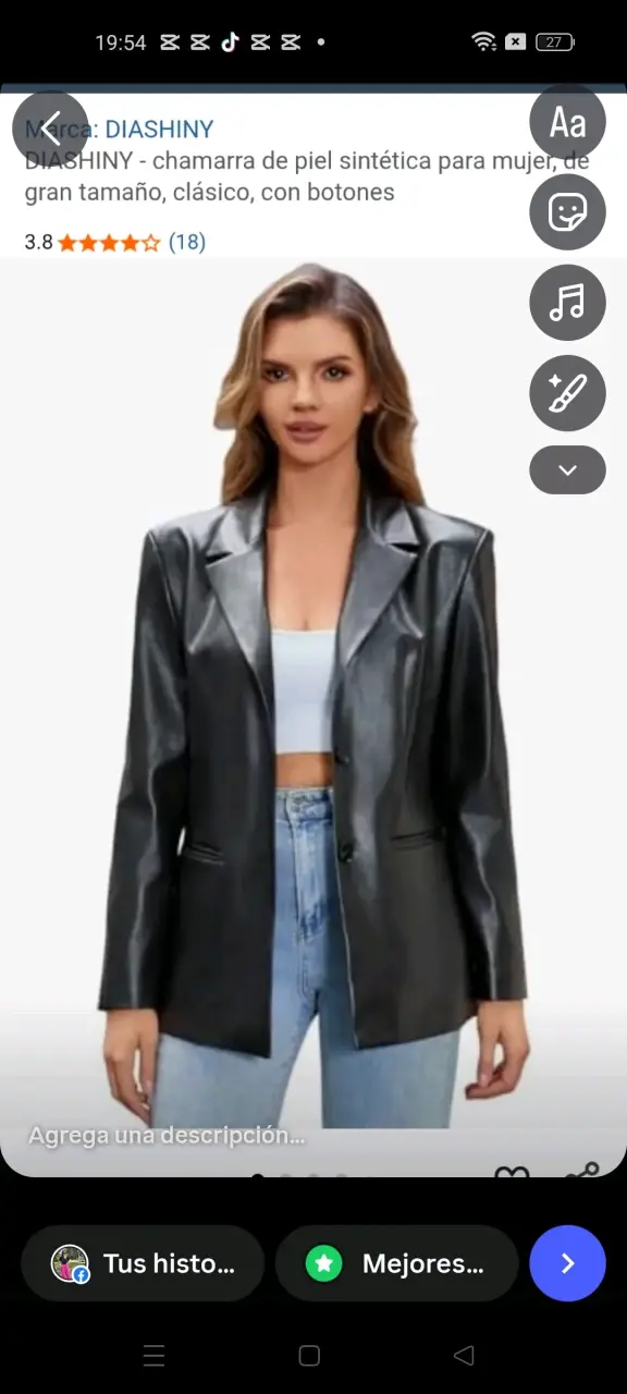 Chaqueta de cuero sintético negra