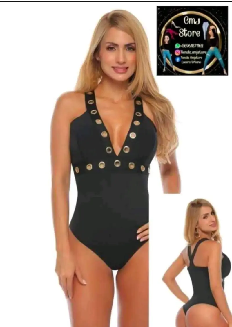 Body colombiano con faja invisible negro - 1