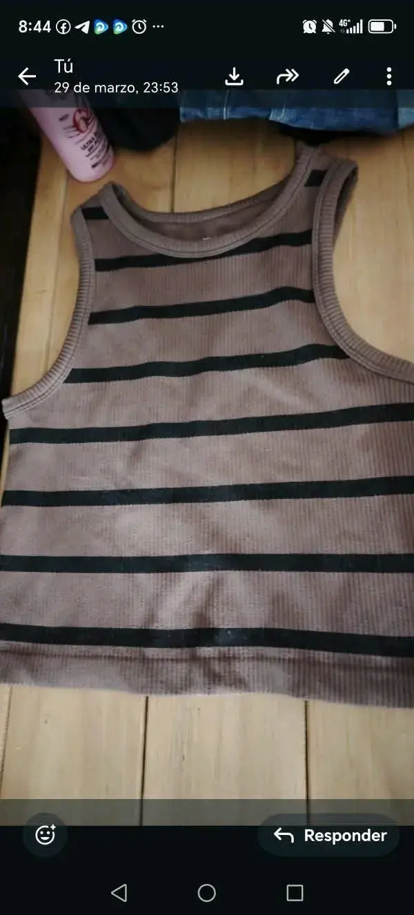 Polera sin mangas rayada marrón - 1