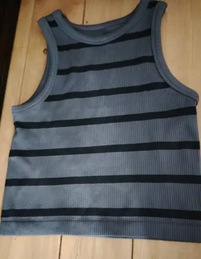 Polera sin mangas rayada marrón - miniatura 2