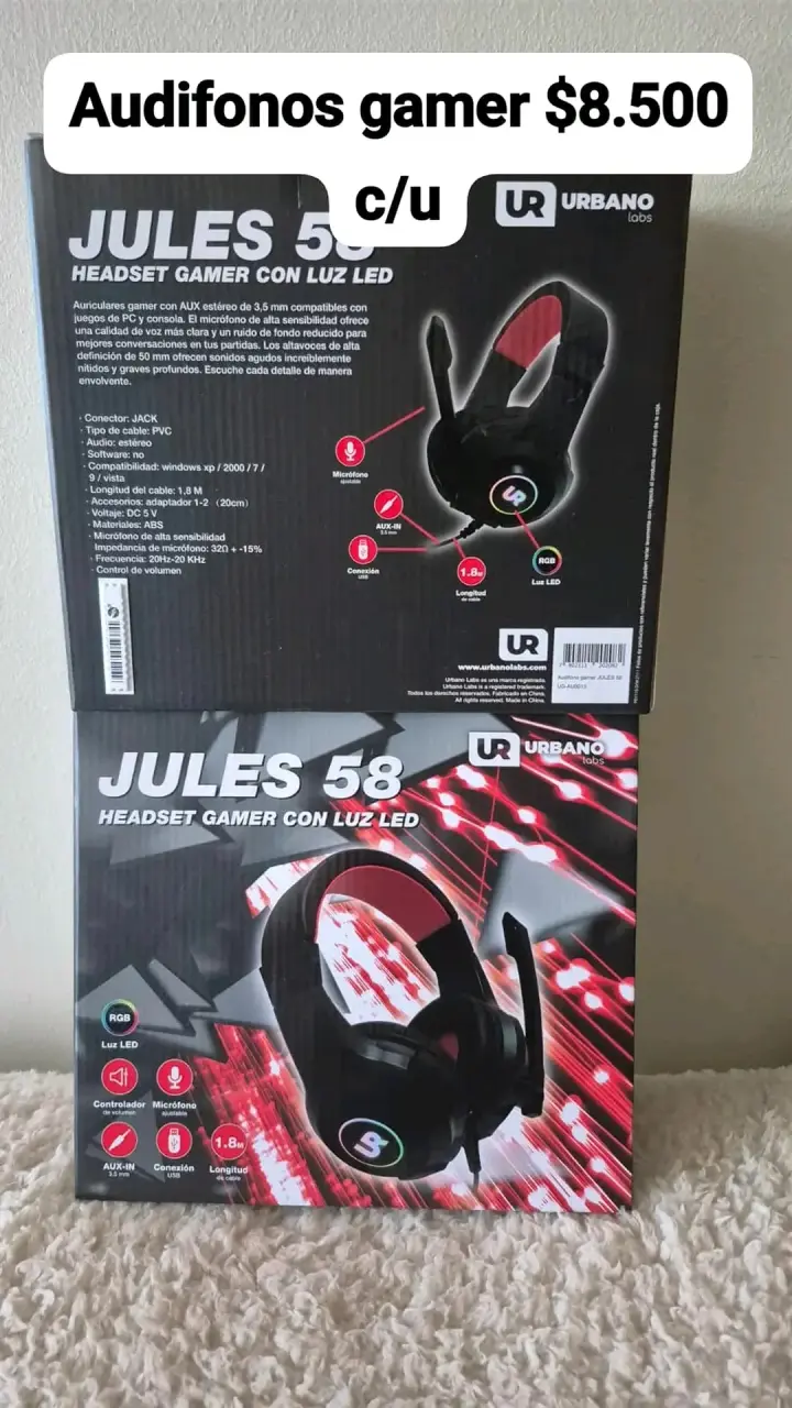 Audífonos gamer Jules 58 LED