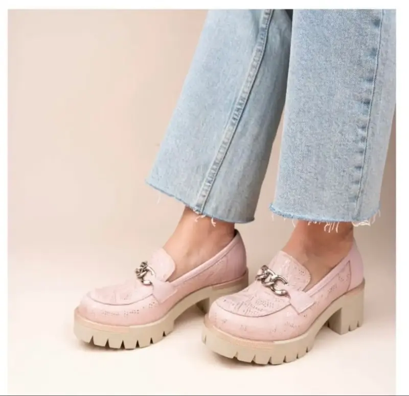 Zapatos mocasines rosado metálico talla 39 - 1