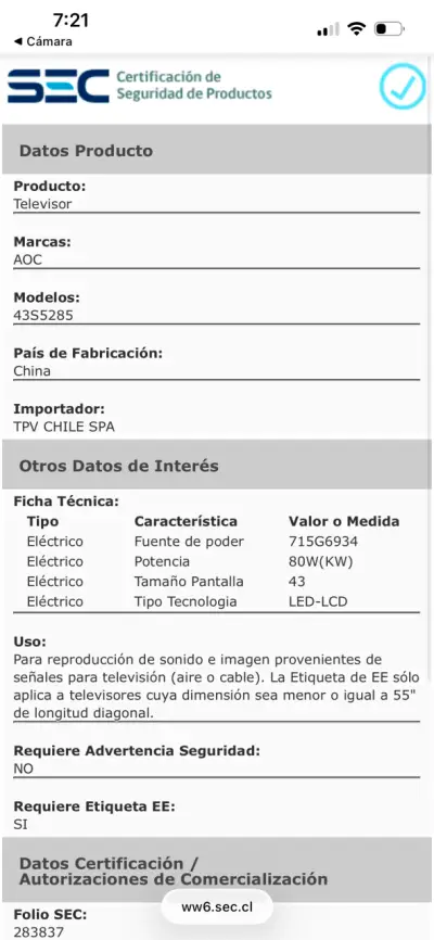 Televisor AOC Smart TV 43 pulgadas - miniatura 3