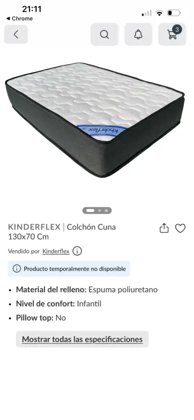 Colchón cuna KINDERFLEX 130x70 cm - miniatura 1