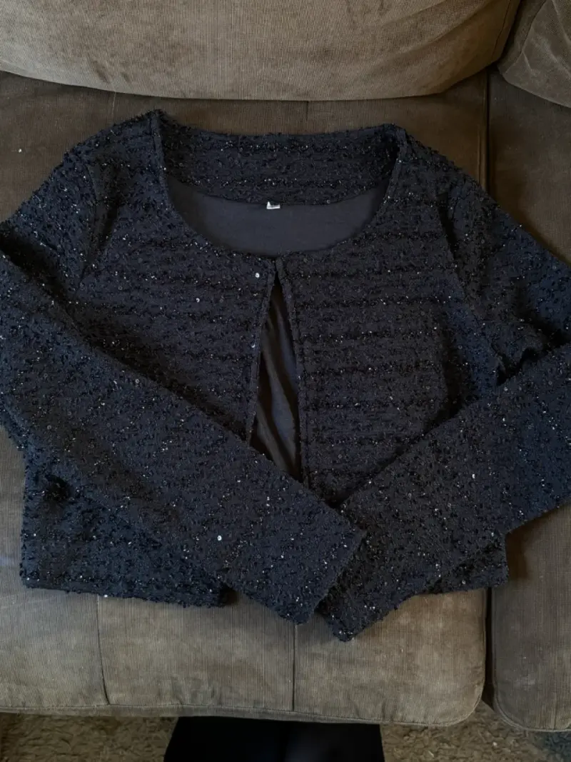 Chaqueta corta negra con lentejuelas fiesta