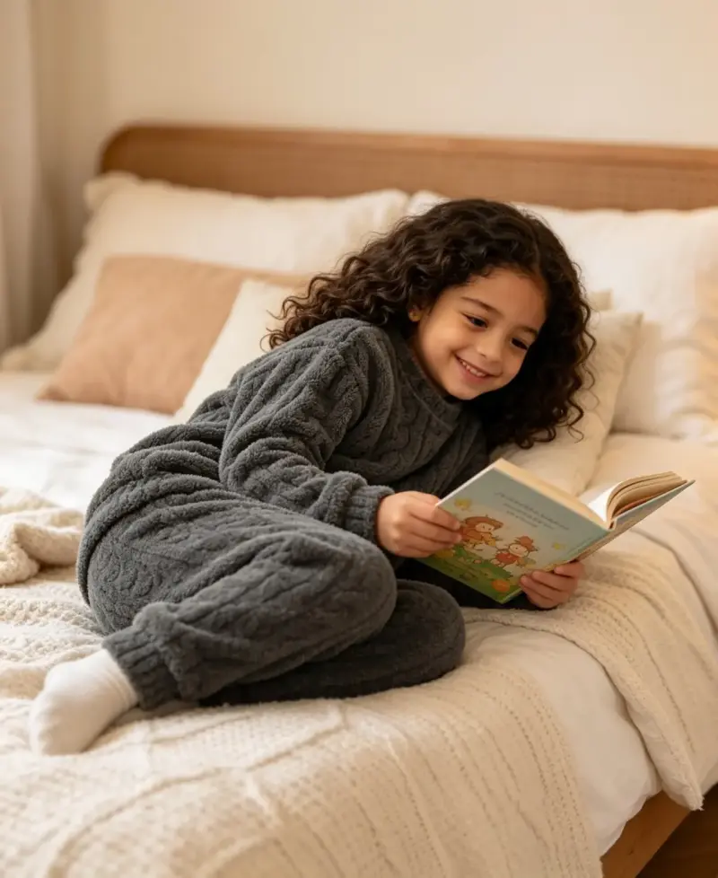 Pijama infantil negro acogedor talla 6 - 1