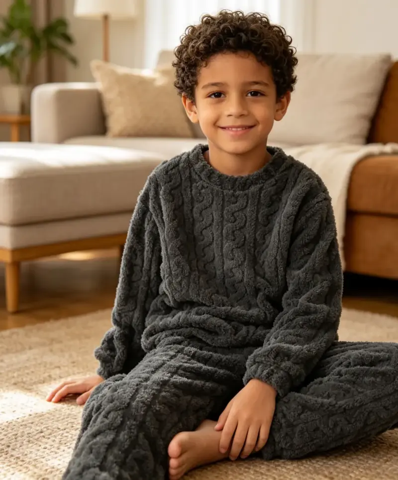 Pijama infantil negro acogedor talla 6 - 2