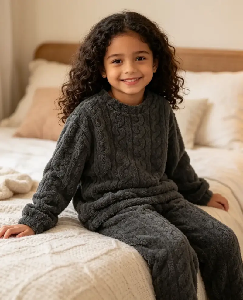 Pijama infantil negro acogedor talla 6 - 3