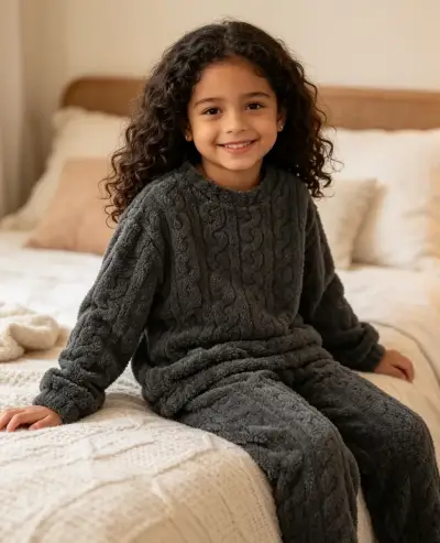 Pijama infantil negro acogedor talla 6 - miniatura 3