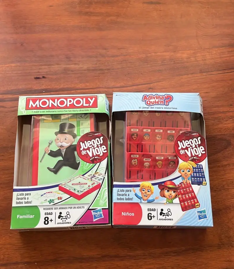 Juegos de viaje Monopoly y Adivina Quién