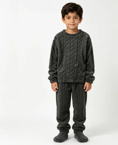 Pijama infantil de lana gris talla 8 - miniatura 1