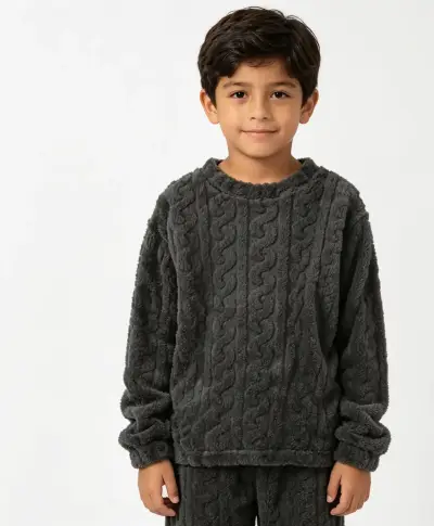 Pijama infantil de lana gris talla 8 - miniatura 3