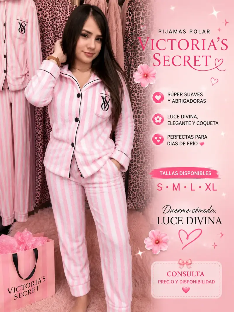 Pijama polar rosado a rayas