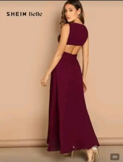 Vestido de fiesta largo burdeo - miniatura 2