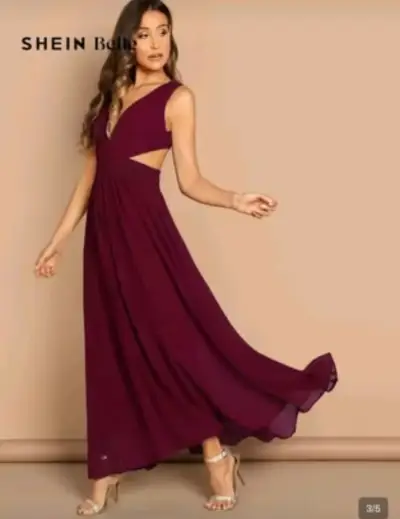 Vestido de fiesta largo burdeo - miniatura 3