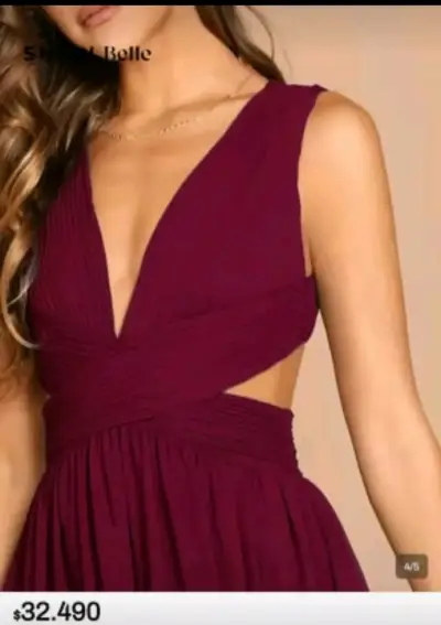 Vestido de fiesta largo burdeo - miniatura 4