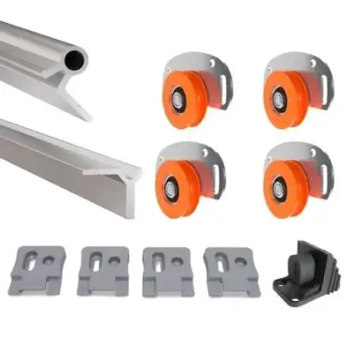 Kit Carro Rueda Closet Mueble + Rieles Sup / Inf - miniatura 1