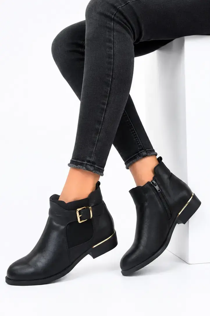Botines negros de mujer con hebilla - 3