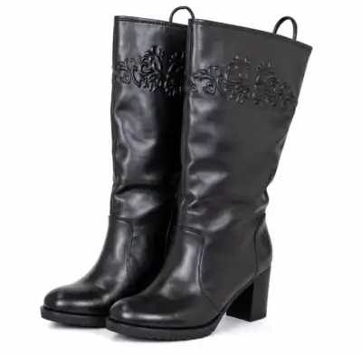 Botas negras con diseño floral - miniatura 1