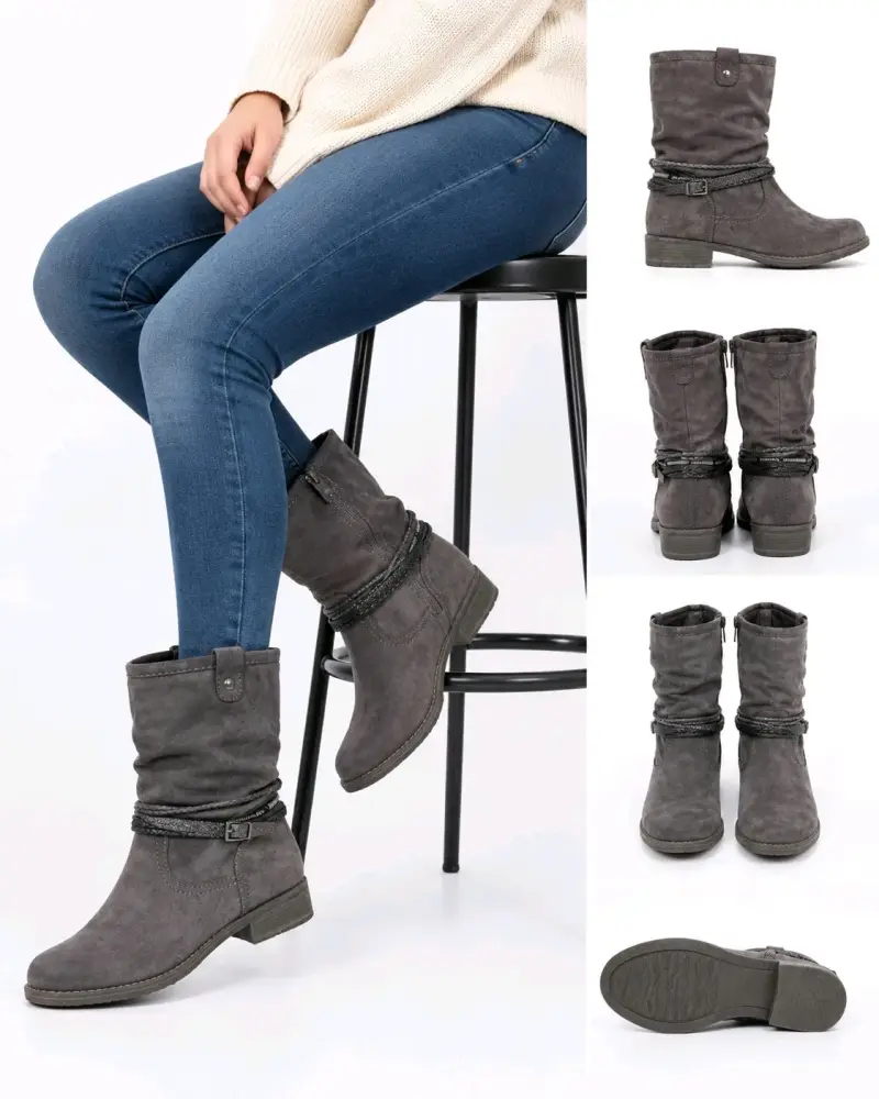 Botines grises de gamuza - 2