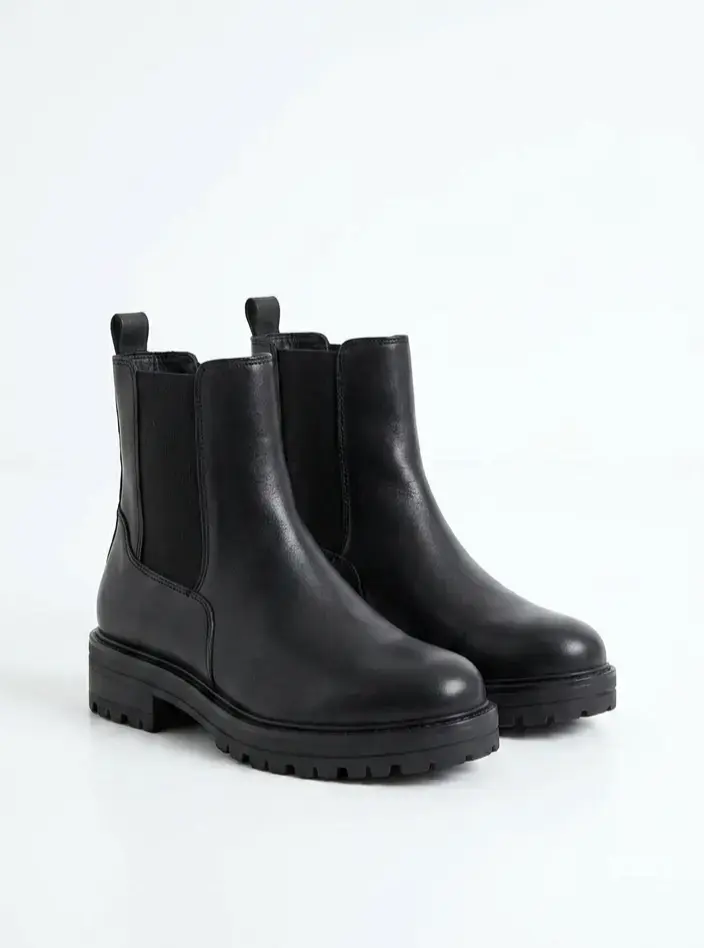 Botines Chelsea Mujer Negros Plataforma Clásicos - 1