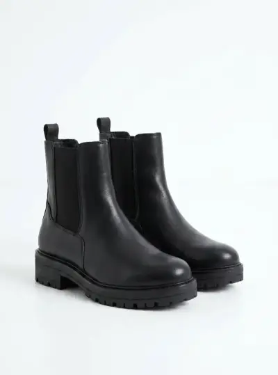 Botines Chelsea Mujer Negros Plataforma Clásicos - miniatura 1