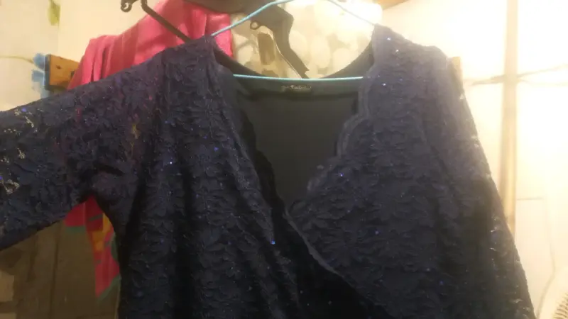 Vestido azul encaje elegante - 3