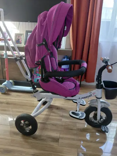 Triciclo de bebé fucsia - miniatura 1